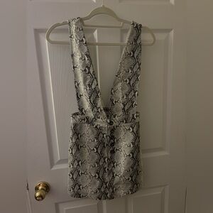 Snake Print Deep V-Neck Vest/Skirt